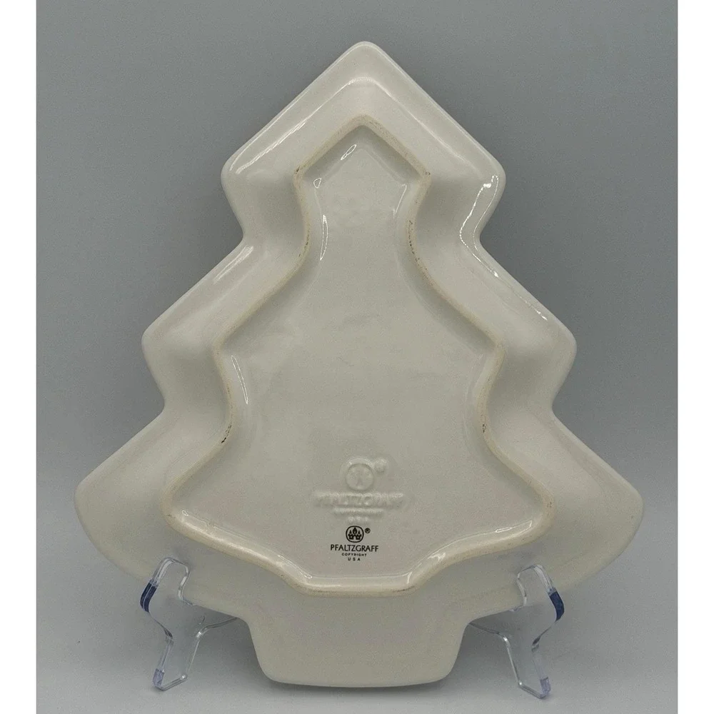 Pfaltzgraff Christmas Heritage Tree Shaped Cookie Plate Ceramic Vintage NOS USA